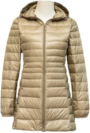 Women Long Down Jackets Ultra Light Hooded Duck Down Coat Portable Puffer Winter Coat for Women Down Parkas