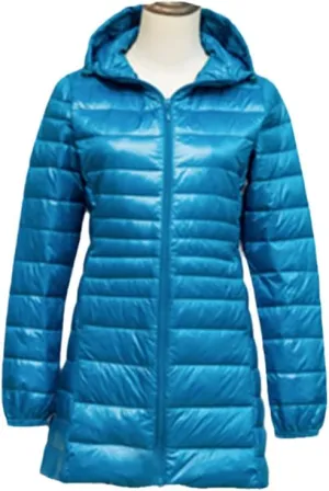 Women Long Down Jackets Ultra Light Hooded Duck Down Coat Portable Puffer Winter Coat for Women Down Parkas