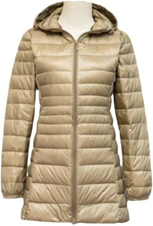 Women Long Down Jackets Ultra Light Hooded Duck Down Coat Portable Puffer Winter Coat for Women Down Parkas