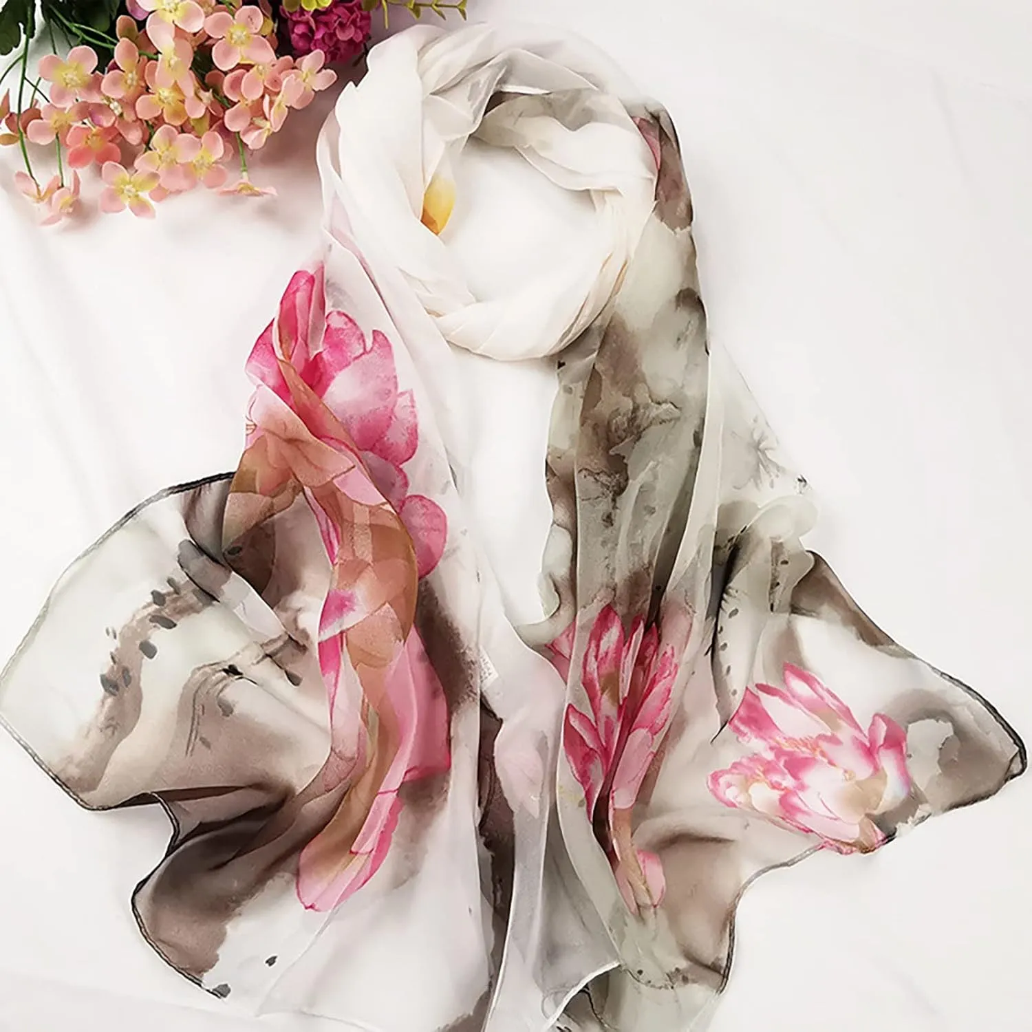 Women Neck Scarf Wrap for Evening Dresses Like Chiffon Silk Scarf Formal Silky Pashmina Shawls for Weddings