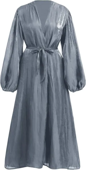Women Silk Muslim Abaya Open Front Cardigan Maxi Dress - Dubai Islamic Middle East Arabian Robe for Eid Prayer