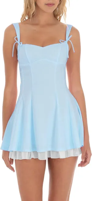 Women Y2k Lace Mini Dress Ruffle Hem Tie Back Short Dress Flowy A Line Bodycon Dress Party Clubwear