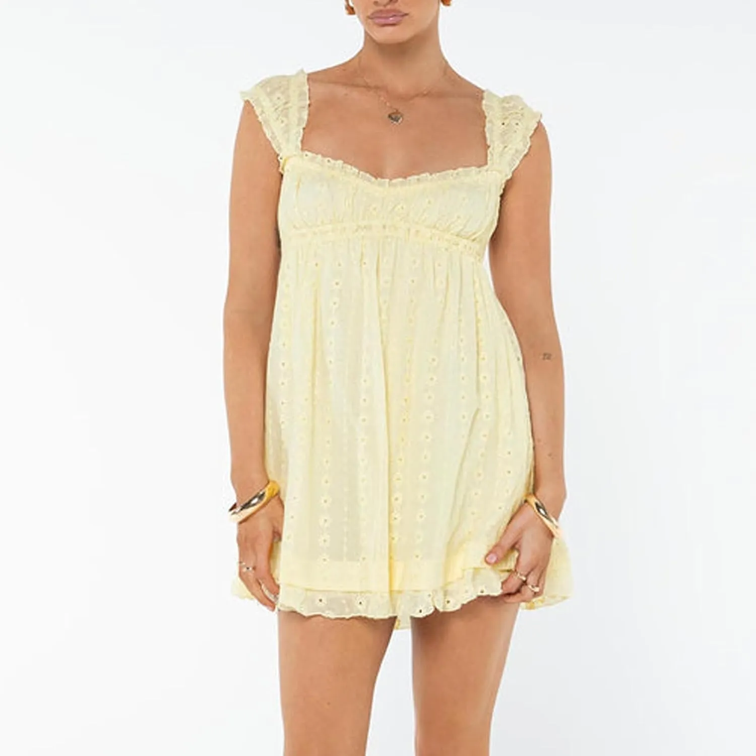 Women Y2k Tie Shoulder Mini Dress Floral Sleeveless Bodycon A-Line Dress Ruffle Beach Dress 2025 Summer Sundresses