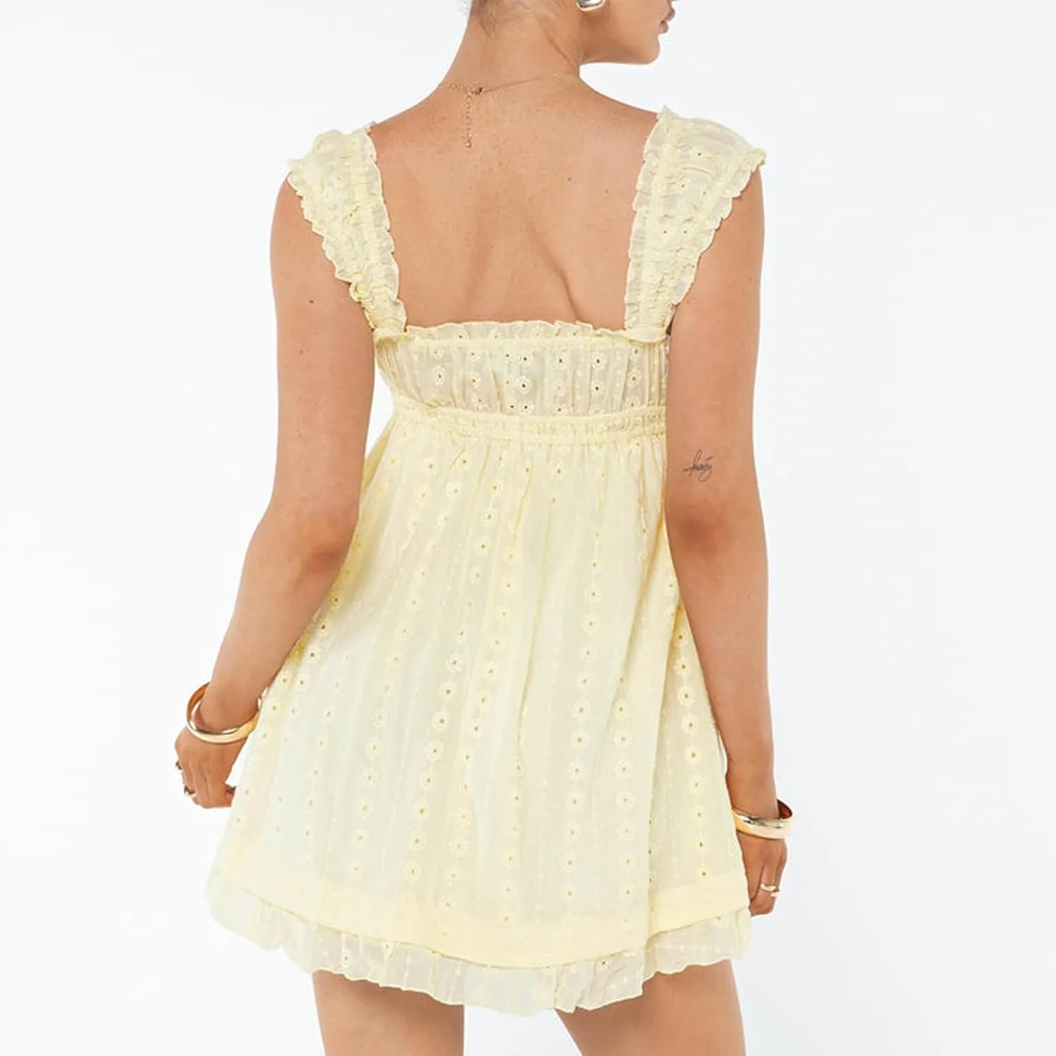 Women Y2k Tie Shoulder Mini Dress Floral Sleeveless Bodycon A-Line Dress Ruffle Beach Dress 2025 Summer Sundresses