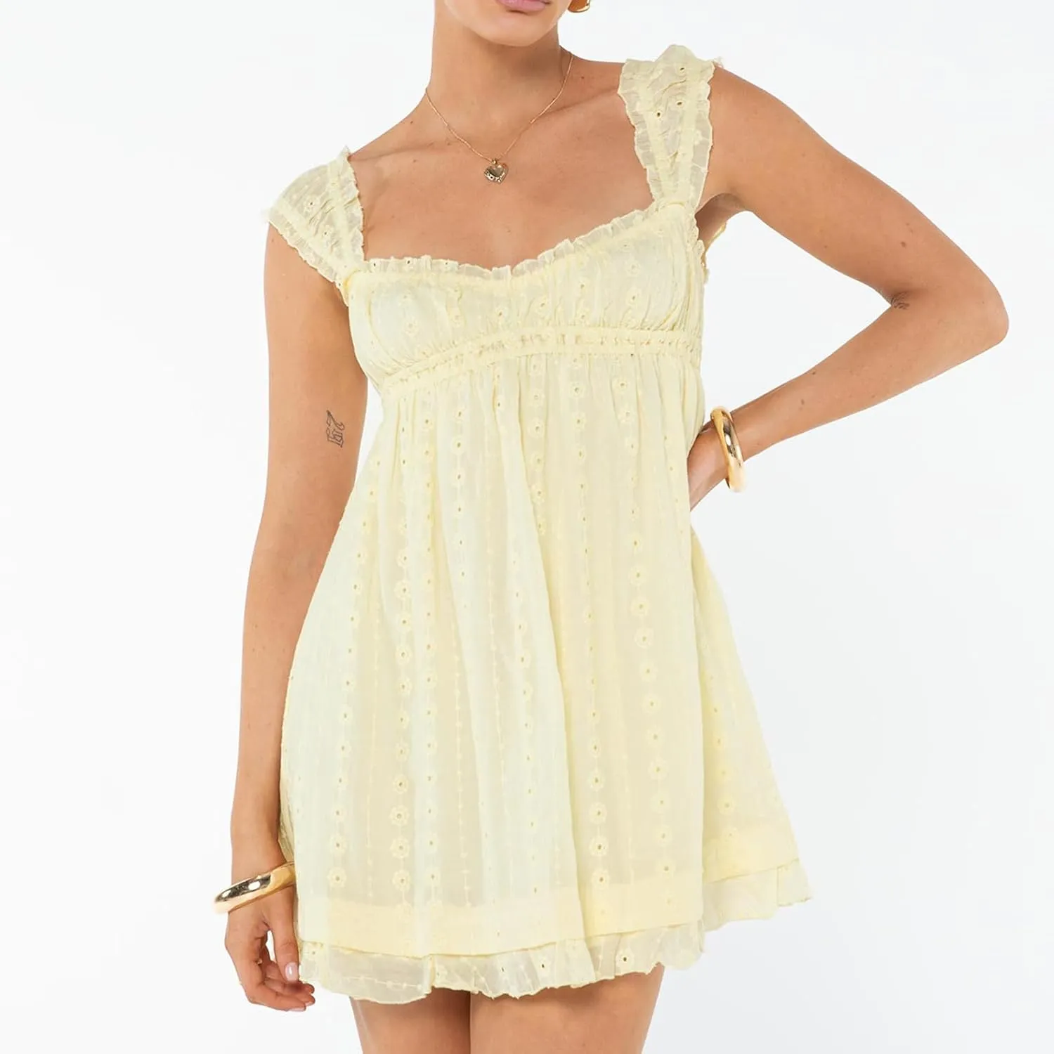 Women Y2k Tie Shoulder Mini Dress Floral Sleeveless Bodycon A-Line Dress Ruffle Beach Dress 2025 Summer Sundresses