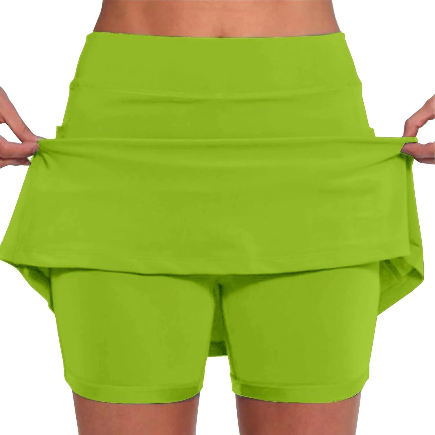 Women's 2 in 1 Athletic Running Shorts High Waisted Gym Workout Tennis Shorts High Waisted Tennis Skirt with Pockets