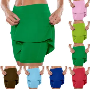 Women's 2 in 1 Athletic Running Shorts High Waisted Gym Workout Tennis Shorts High Waisted Tennis Skirt with Pockets