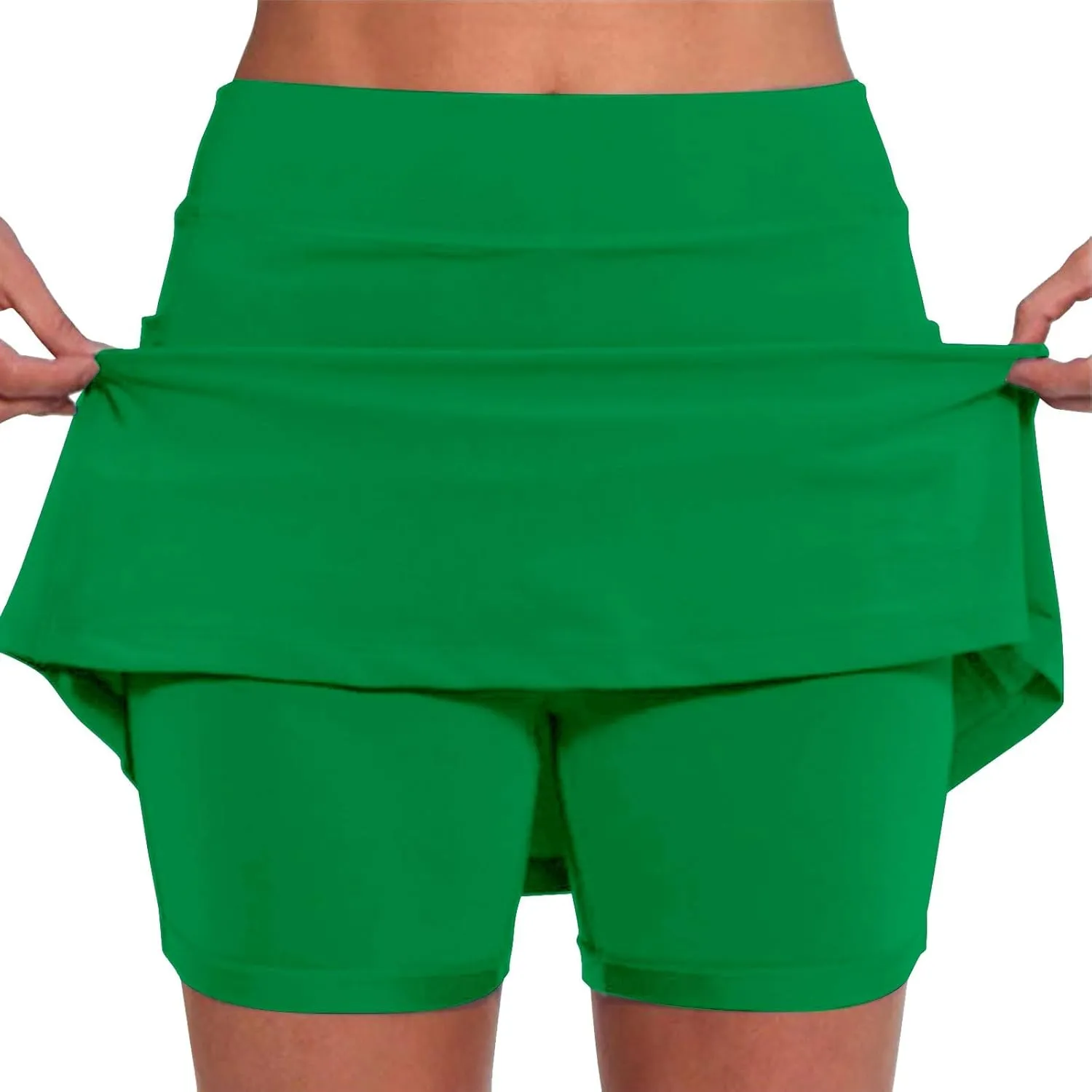 Women's 2 in 1 Athletic Running Shorts High Waisted Gym Workout Tennis Shorts High Waisted Tennis Skirt with Pockets