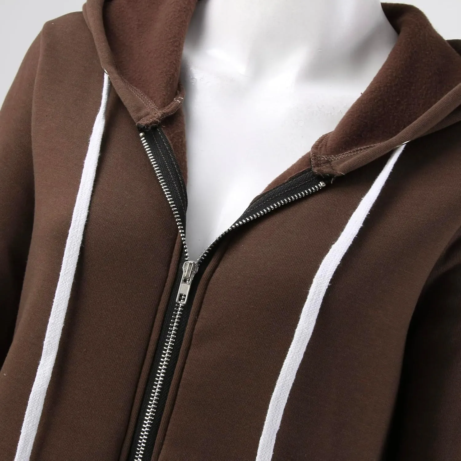 Womens 2024 Elegant Temperament Full Zip Overcoat Long Sleeve Slim Hooded Outwear Drawstring Casual Soft Jacket Coat
