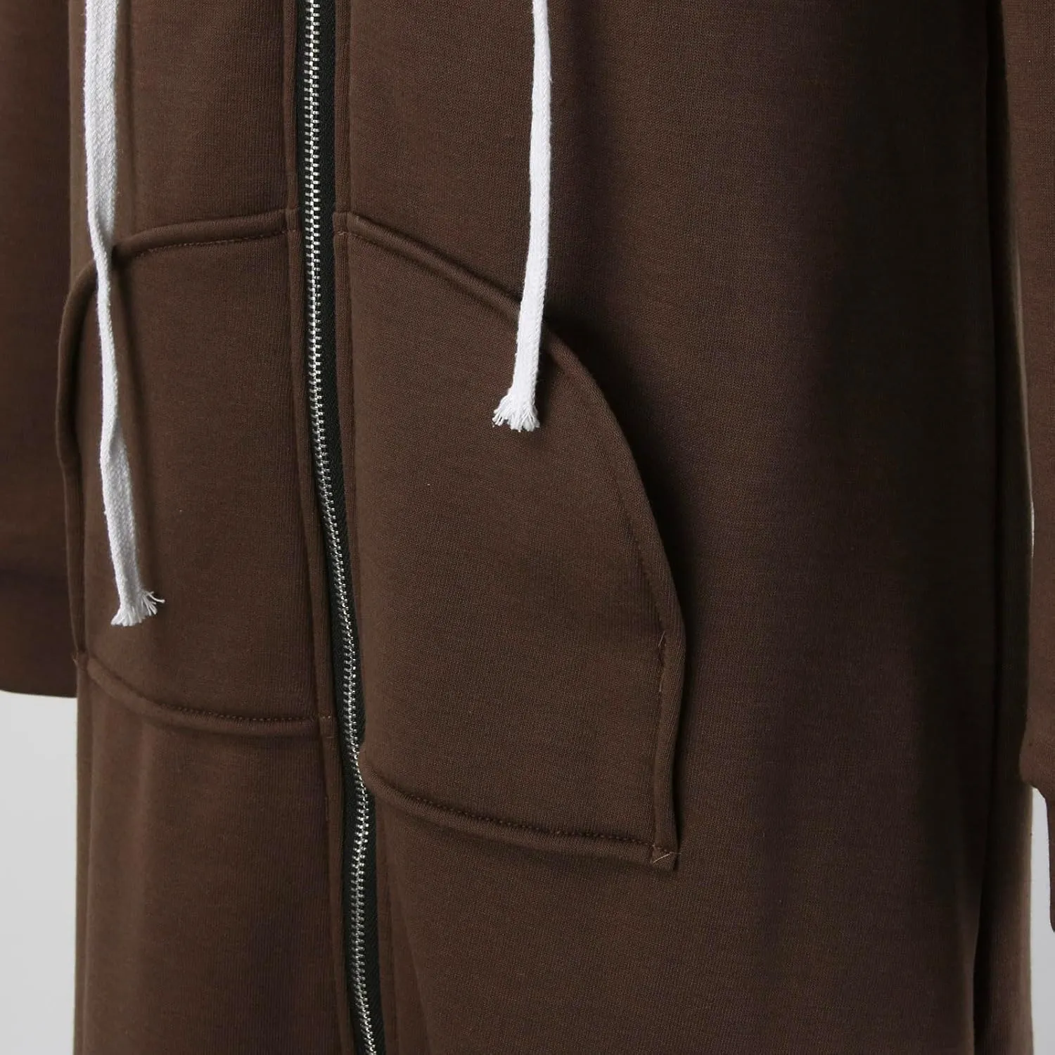 Womens 2024 Elegant Temperament Full Zip Overcoat Long Sleeve Slim Hooded Outwear Drawstring Casual Soft Jacket Coat