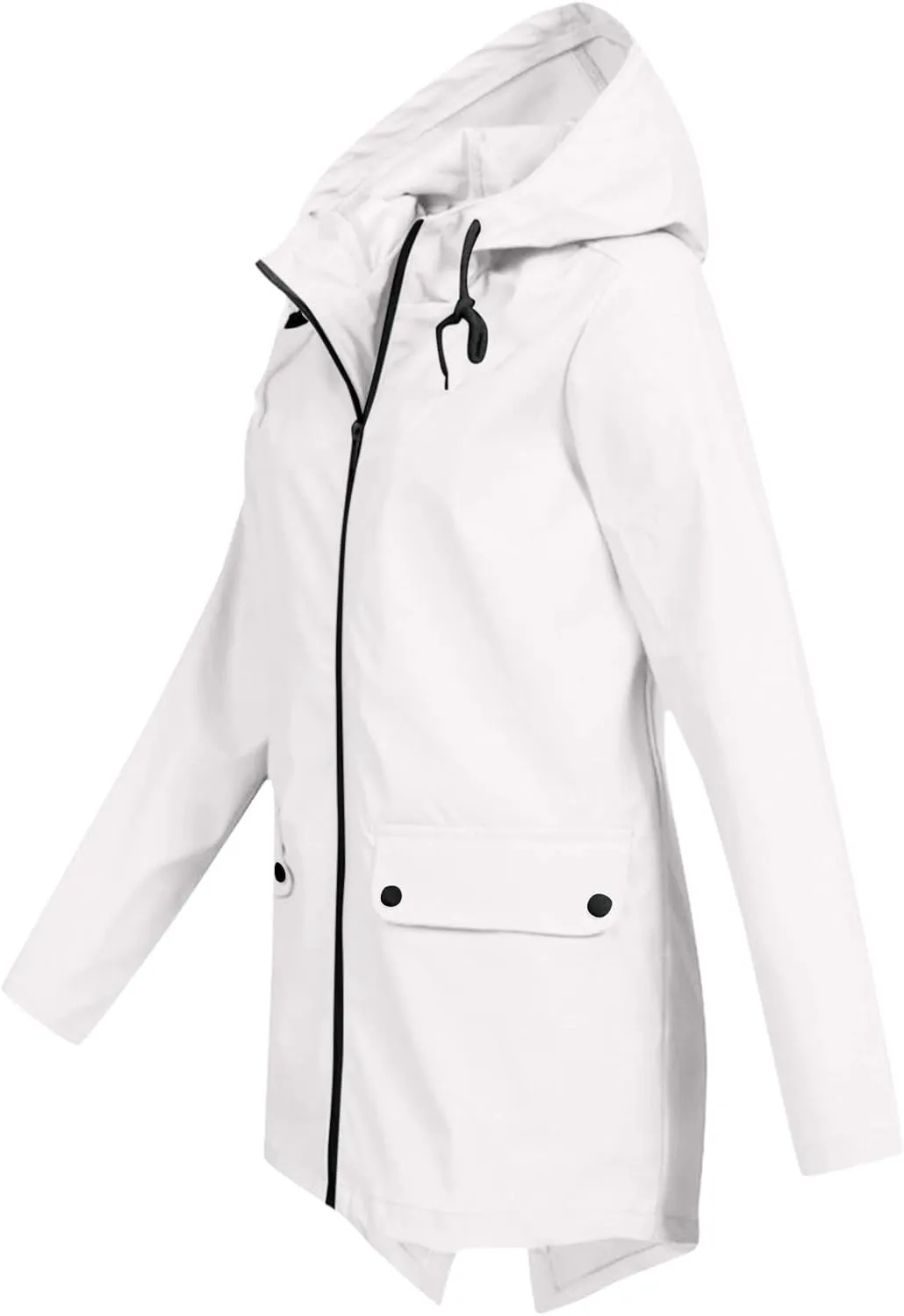 Womens 2024 Simple Solid Zip Up Outwear Long Sleeve with Hood Overcoat Warmth Casual Loose Jacket Coat Outdoor Clothes