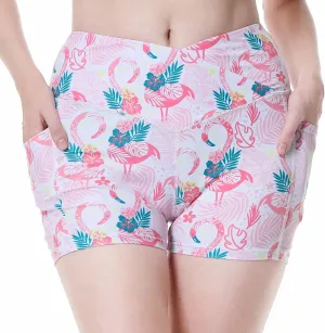Womens 3/5" Swim Shorts High Waisted Board Shorts Bathing Suit Bottoms