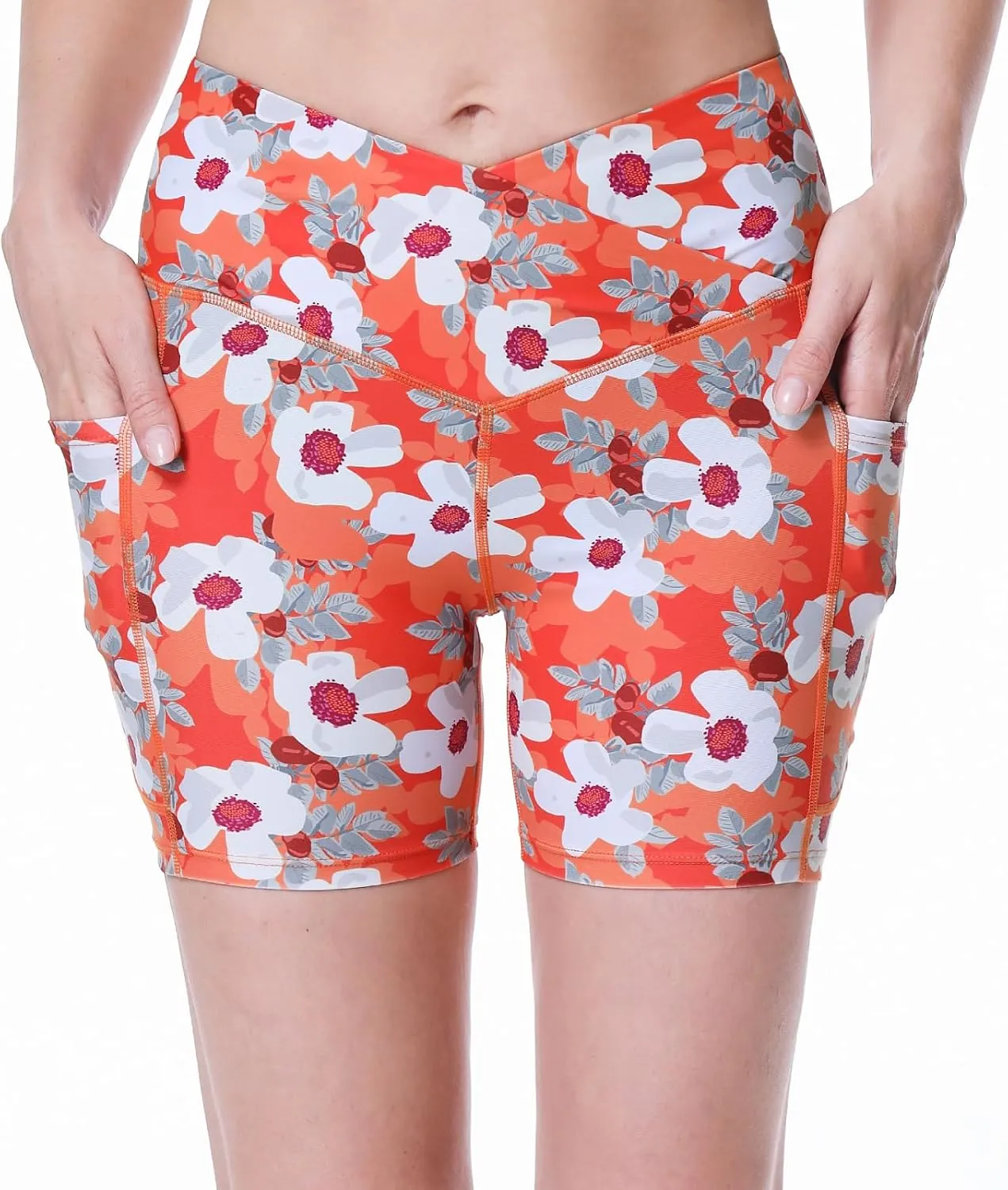 Womens 3/5" Swim Shorts High Waisted Board Shorts Bathing Suit Bottoms