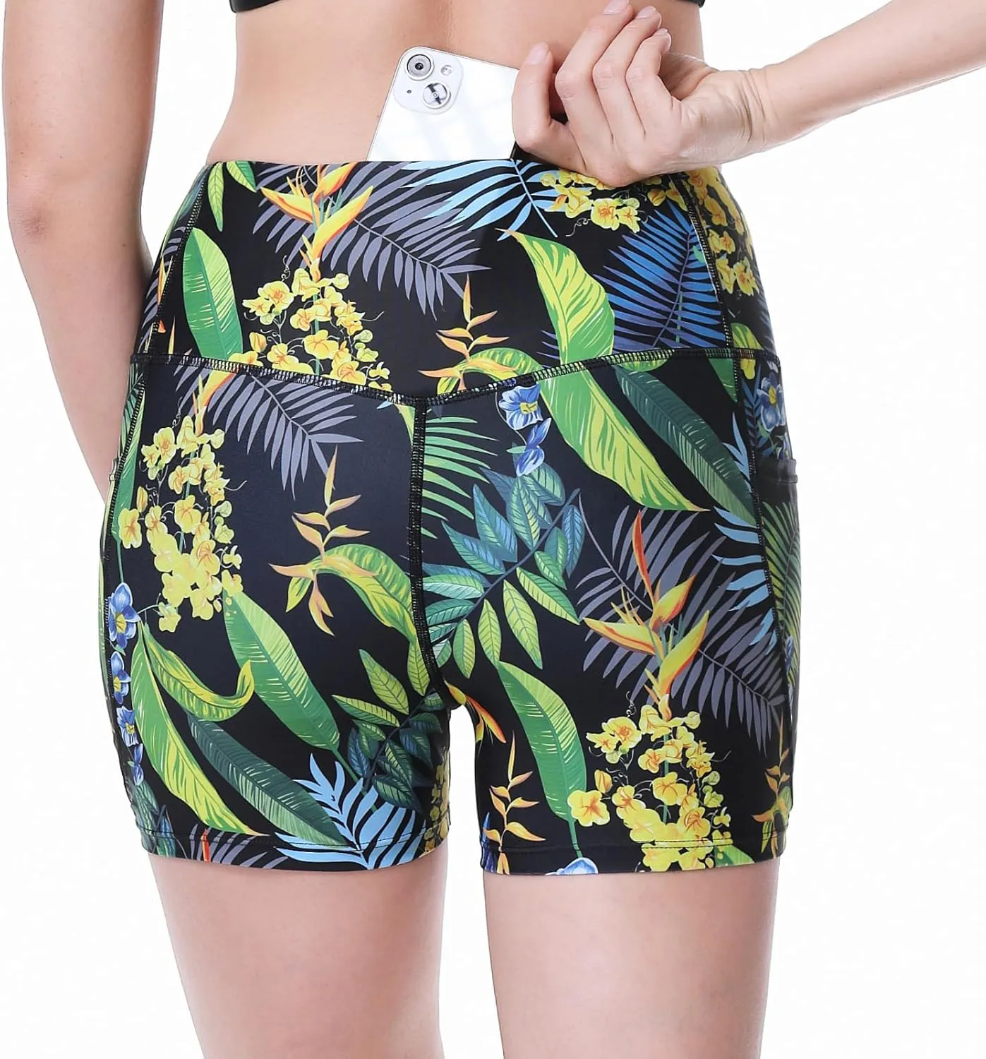 Womens 3/5" Swim Shorts High Waisted Board Shorts Bathing Suit Bottoms