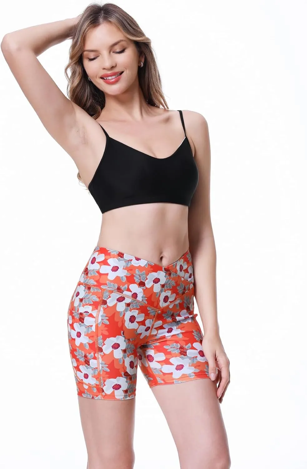 Womens 3/5" Swim Shorts High Waisted Board Shorts Bathing Suit Bottoms