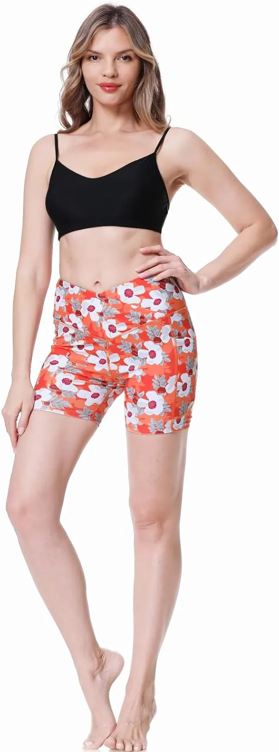 Womens 3/5" Swim Shorts High Waisted Board Shorts Bathing Suit Bottoms