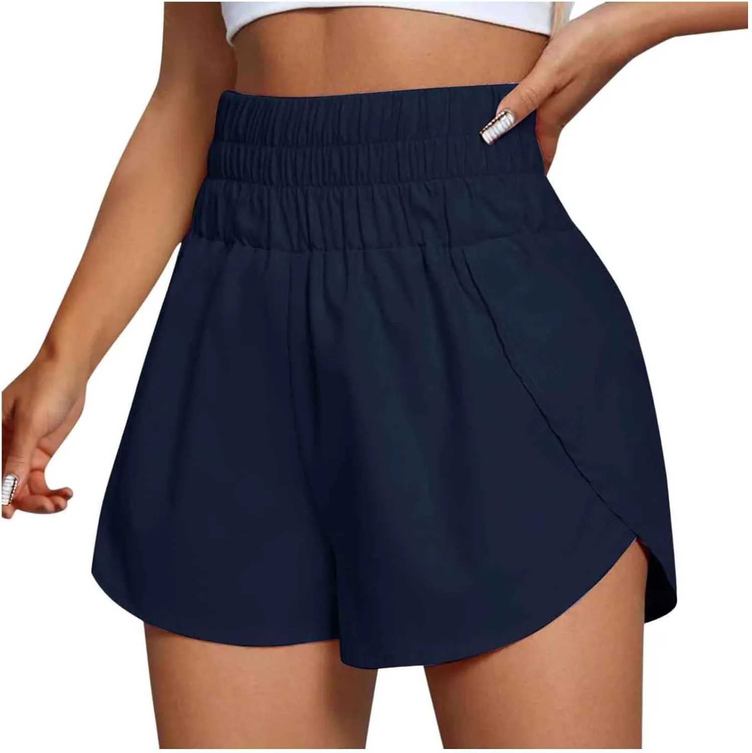 Womens Athletic Shorts High Waisted Running Shorts Gym Workout Shorts Casual Comfy Sport Shorts with Pockets 2025