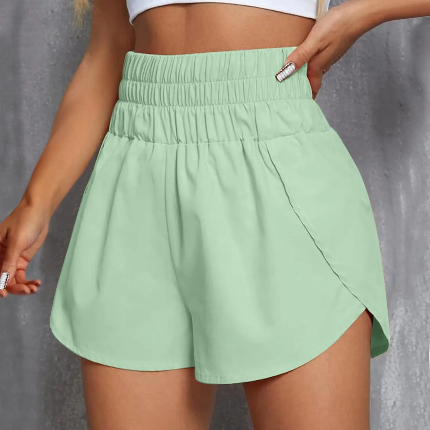 Women's Athletic Shorts High Waisted Running Shorts Pocket Sporty Short Gym Elastic Workout Shorts, XX-Large, Orange