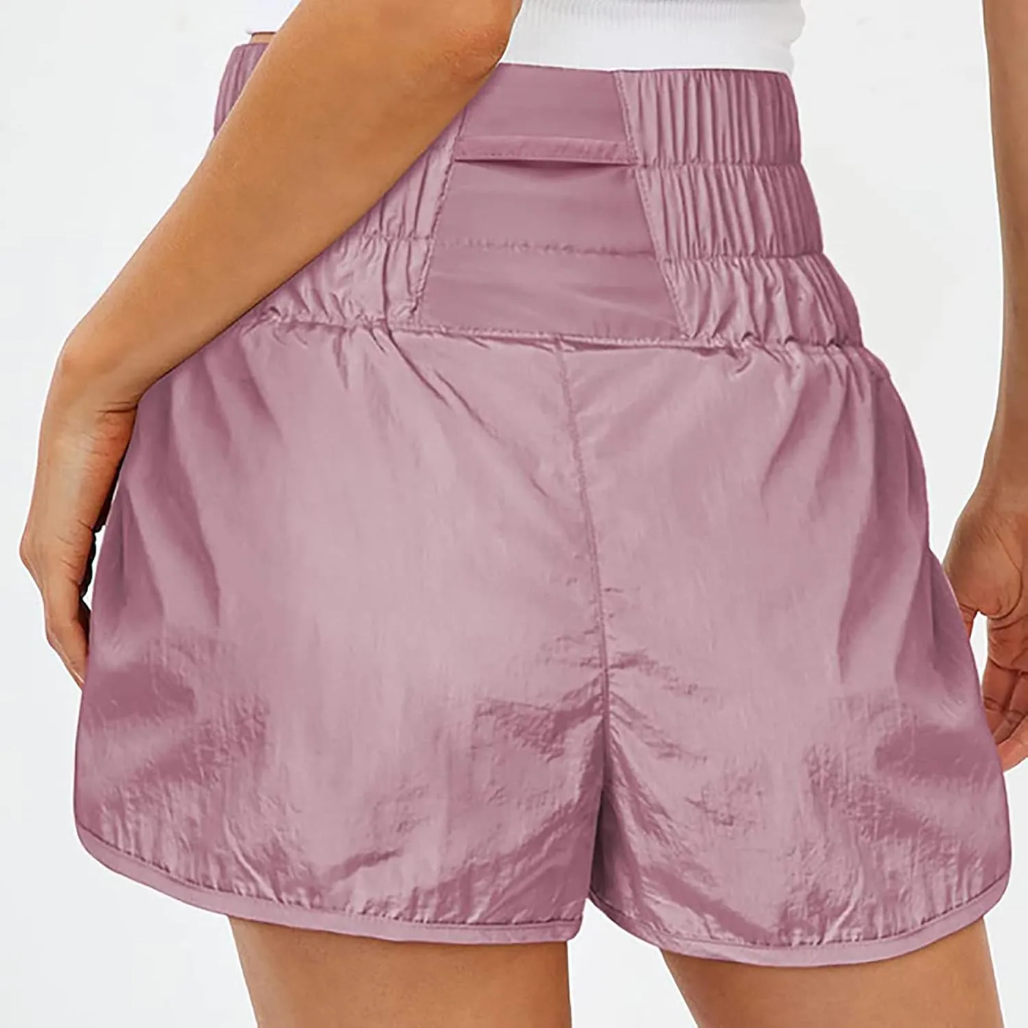 Women's Athletic Shorts High Waisted Running Shorts Pocket Sporty Shorts Elastic Workout Shorts