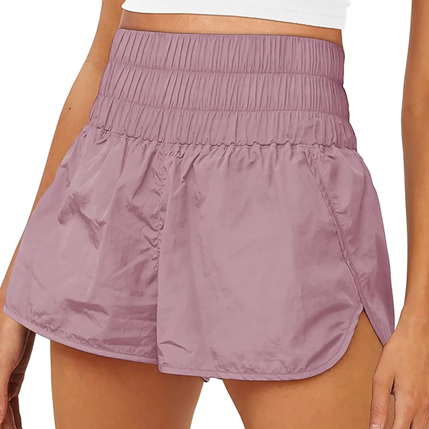 Women's Athletic Shorts High Waisted Running Shorts Pocket Sporty Shorts Elastic Workout Shorts