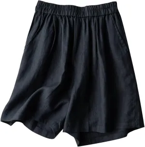 Women's Bermuda Shorts Casual Elastic High Waisted Workout Shorts Pockets Wide Leg Solid Color Outfits