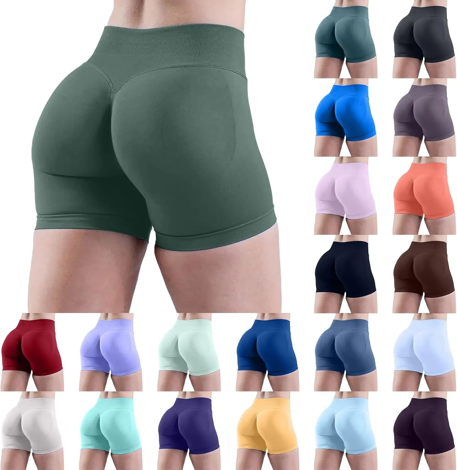 Womens Biker Shorts Seamless High Waisted Butt Lifting Soft Shorts Stretchy Breathable Workout Gym Impact Yoga Shorts