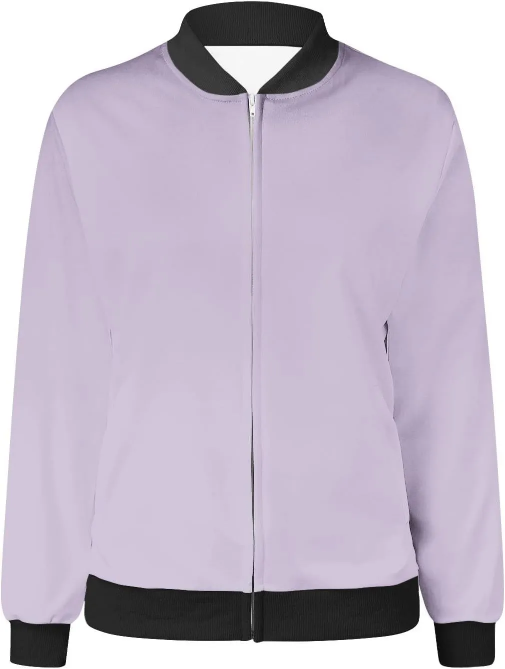Women's Bomber Jacket Casual Zip Up Coat Lightweight Jacket Fall Fashion Long Sleeve Outerwear Windbreaker w/Pockets