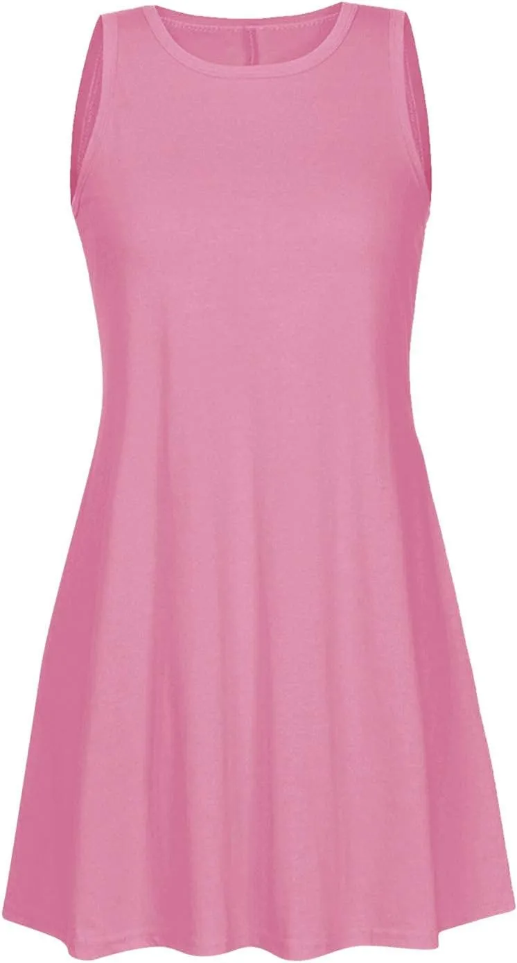 Womens Casual Dresses Crewneck Sleeveless Mini Dress Summer 2025 Loose A Line Flowy Beach Vacation Tank Sundress