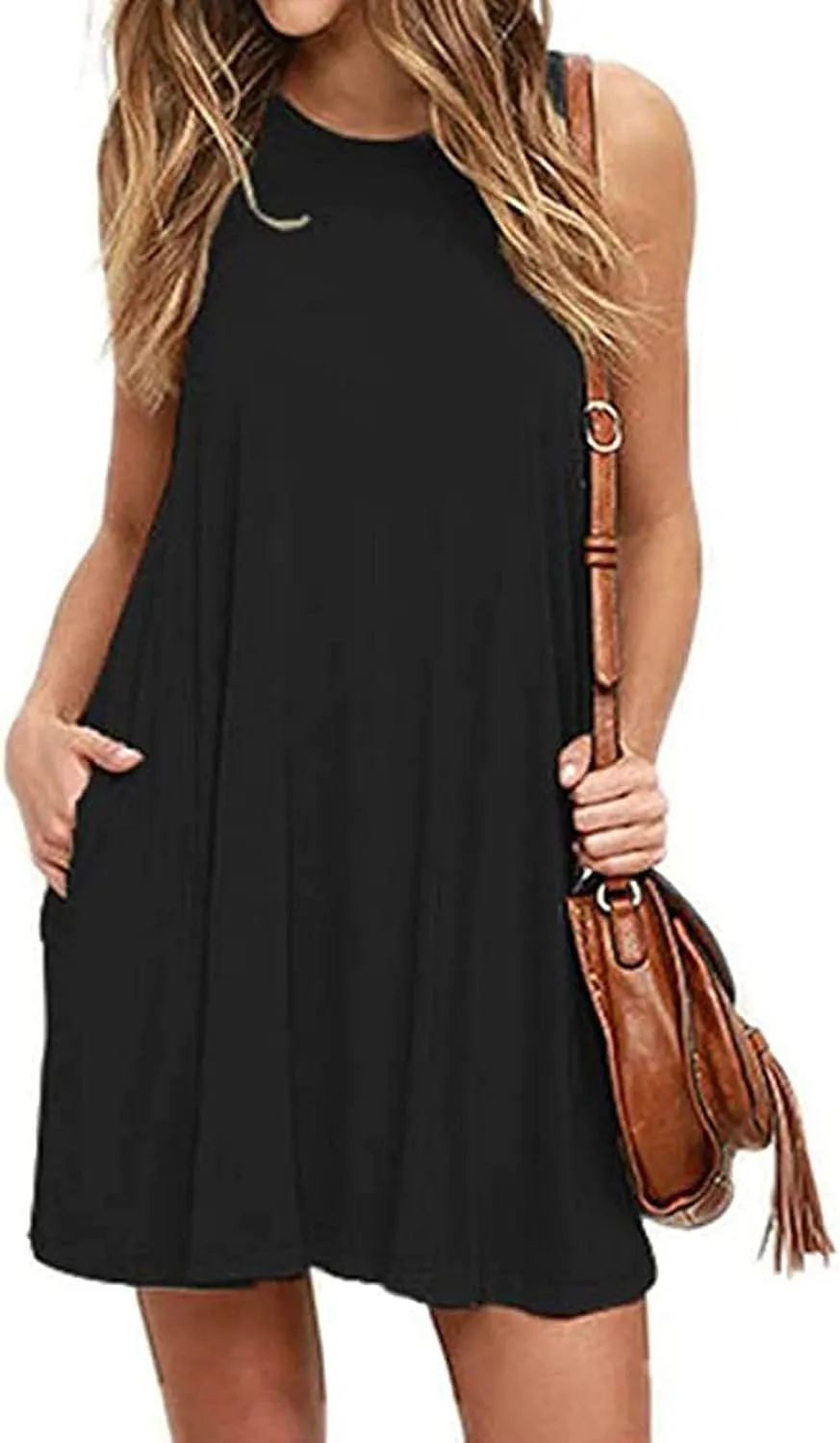 Womens Casual Dresses Crewneck Sleeveless Mini Dress Summer 2025 Loose A Line Flowy Beach Vacation Tank Sundress