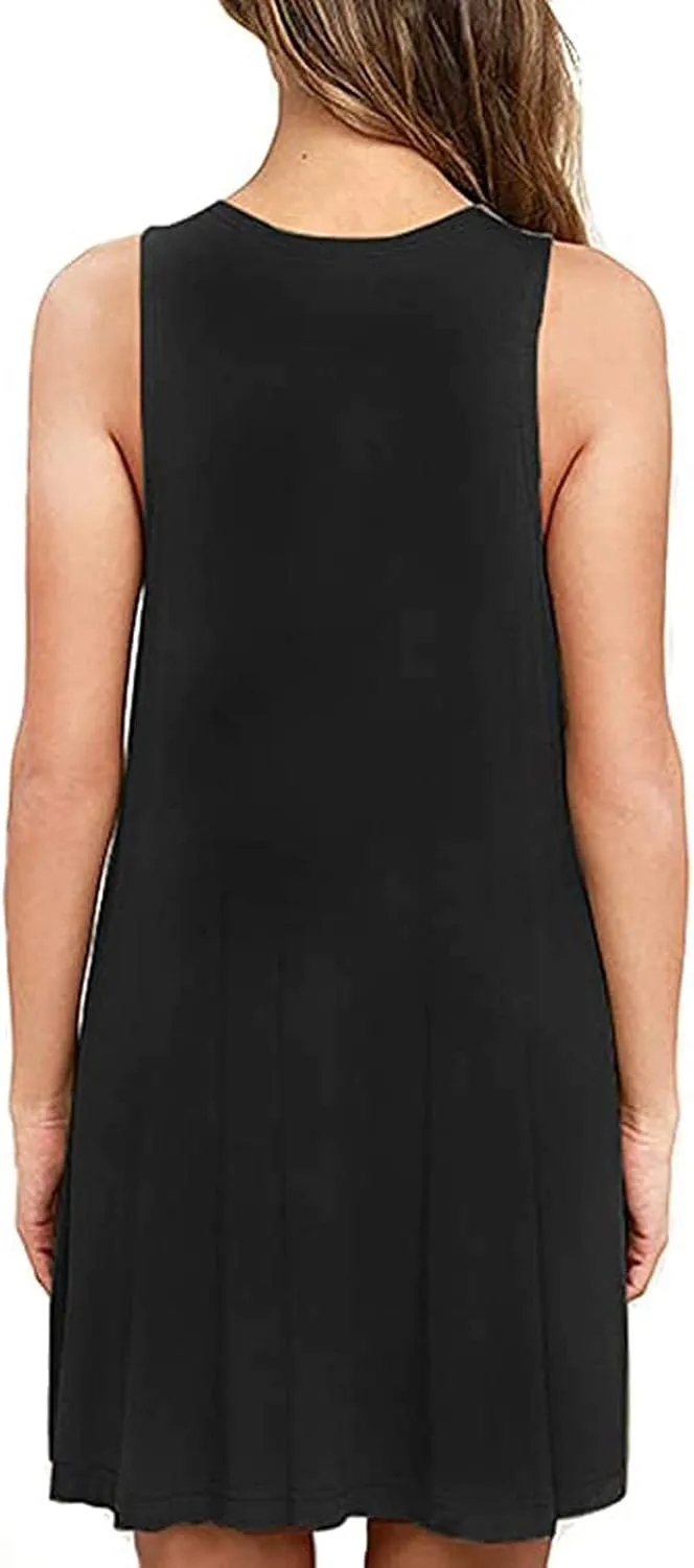 Womens Casual Dresses Crewneck Sleeveless Mini Dress Summer 2025 Loose A Line Flowy Beach Vacation Tank Sundress