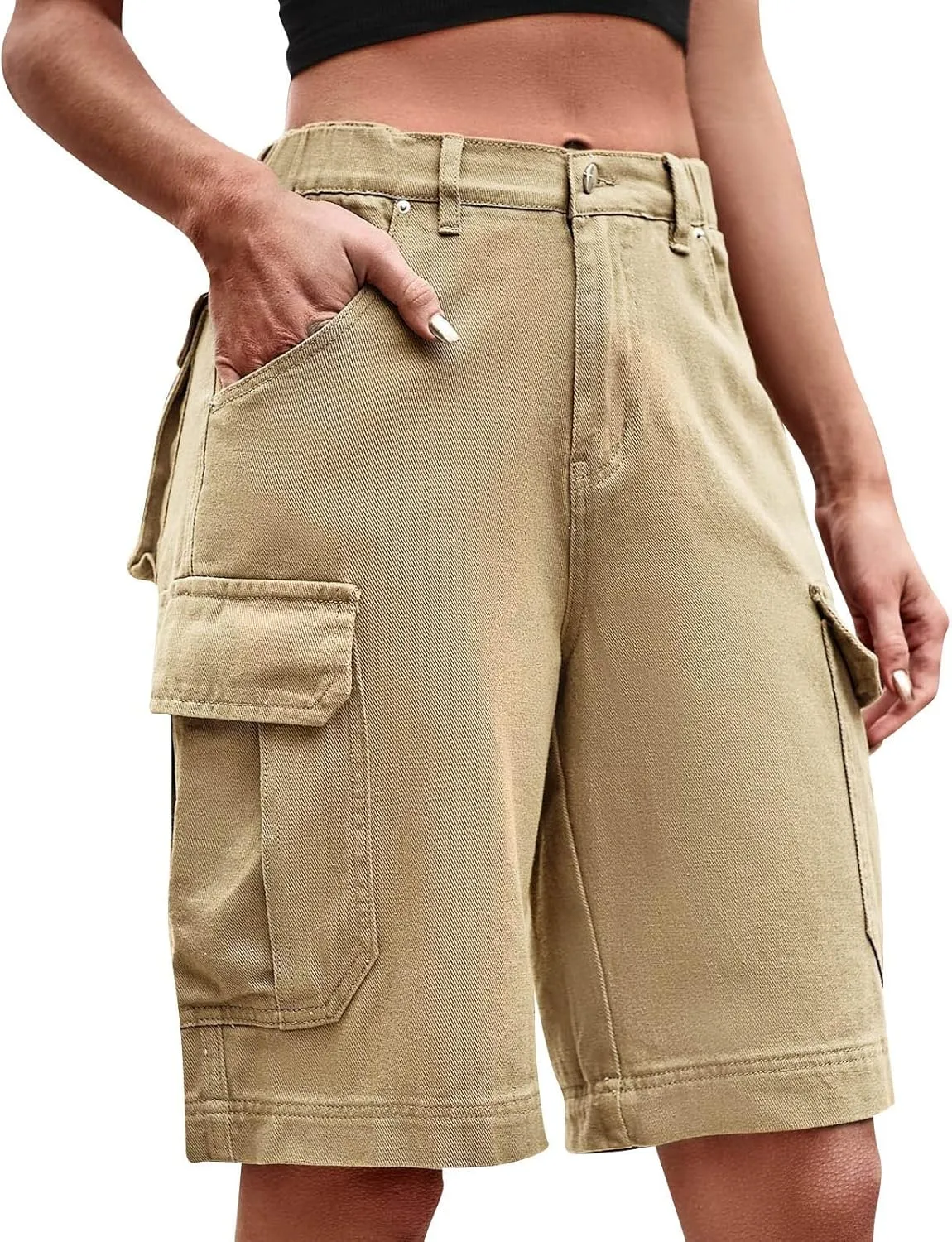 Womens Casual Shorts Bermuda Leopard Print High Waisted Wide Leg Shorts Relaxed Fit Lightweight Shorts with Pocket