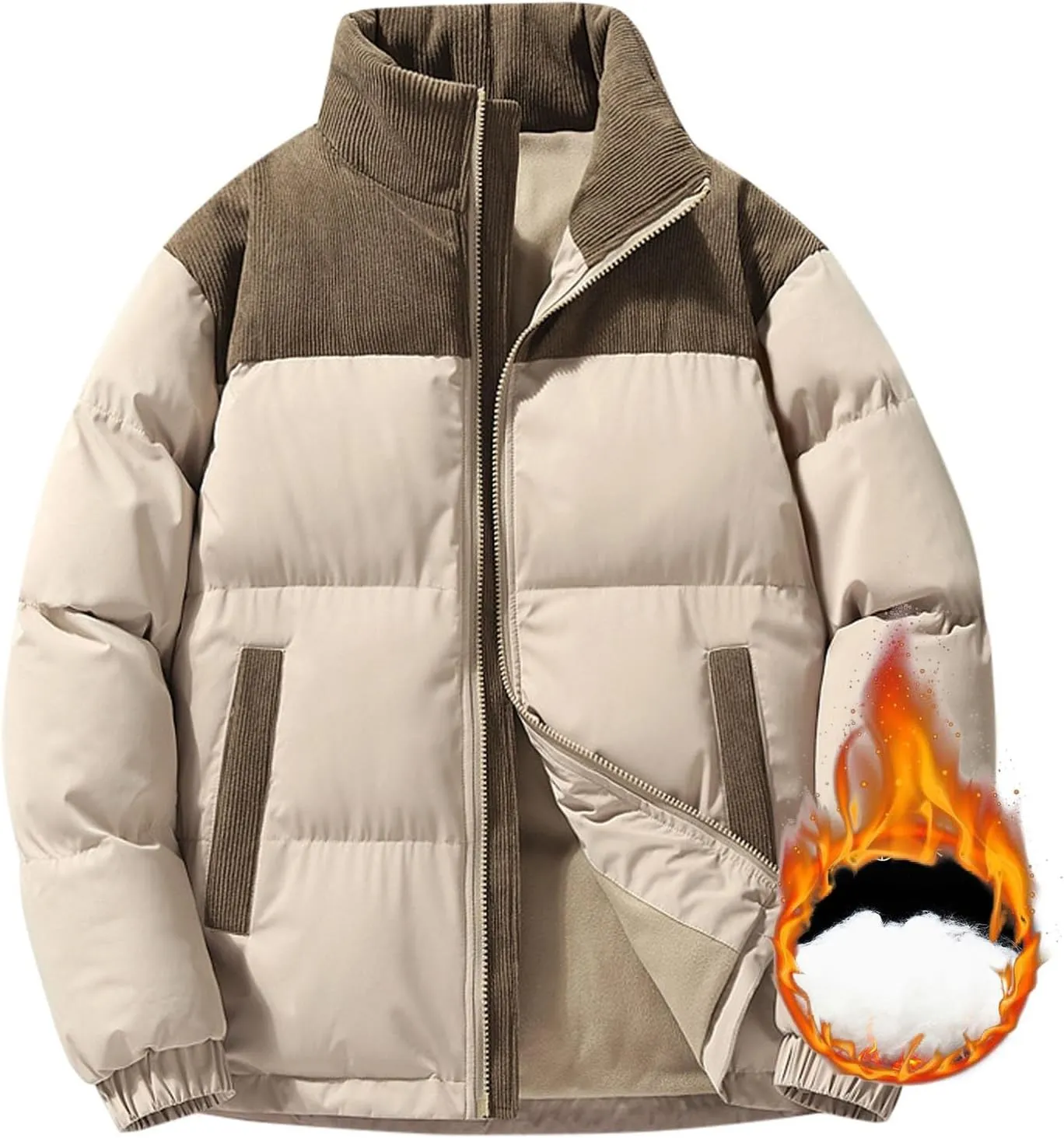Women's Crop Puffer Jacket Trendy Zip Up Quilted Short Winter Coat Thickened Down Jackets Parkas with Pockets Outwear