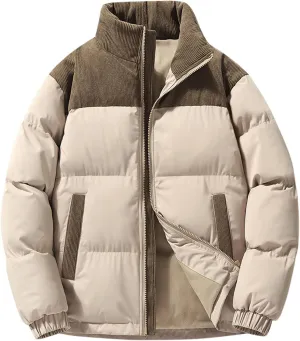 Women's Crop Puffer Jacket Trendy Zip Up Quilted Short Winter Coat Thickened Down Jackets Parkas with Pockets Outwear