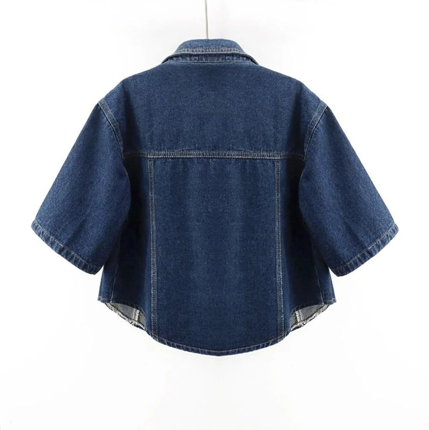 Women's Cropped Denim Jackets Button Down Short Sleeve Jean Jacket with Pockets Fashion Y2k Crop Tops Casual Jackets