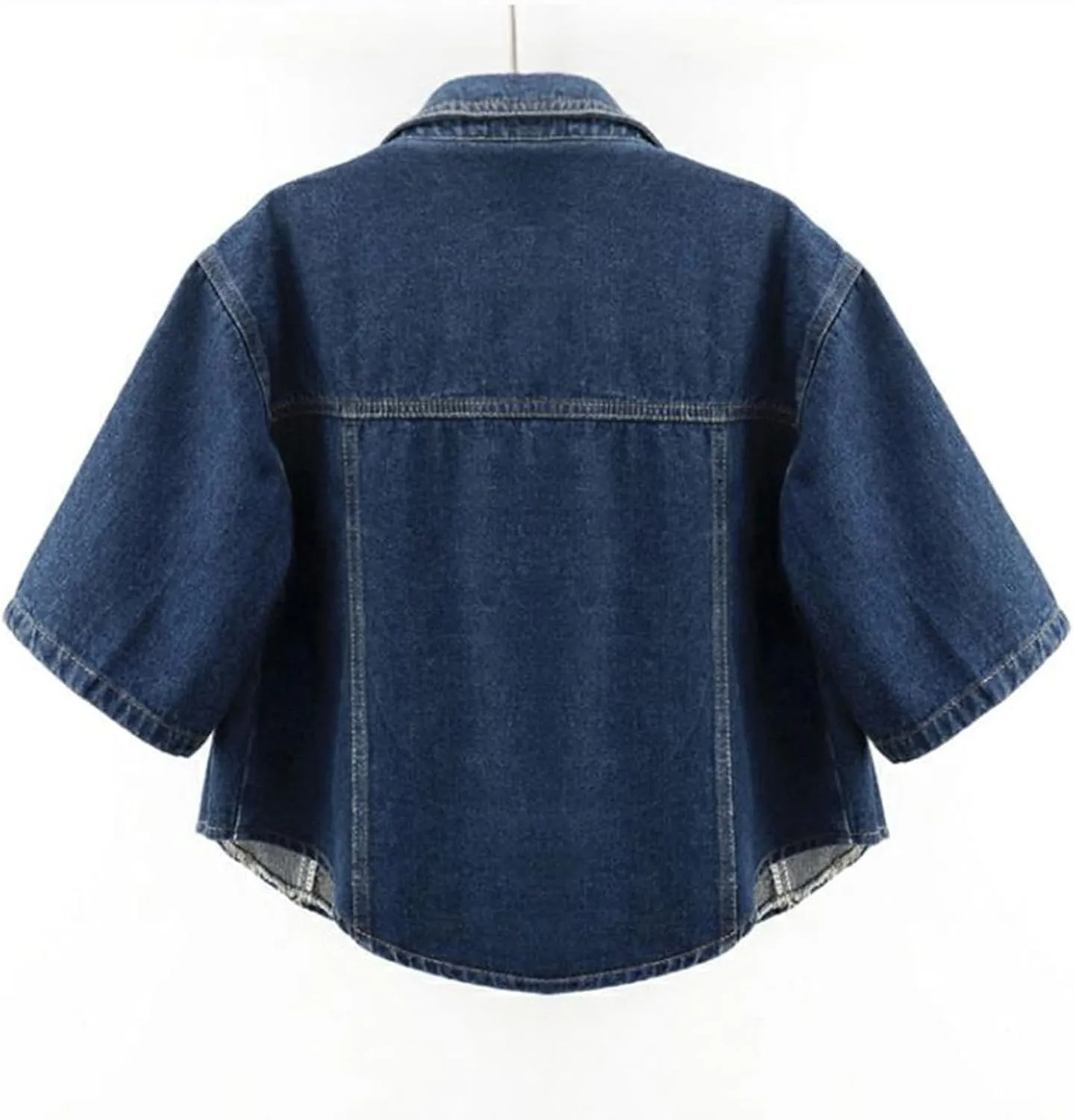 Women's Cropped Denim Jackets Button Down Short Sleeve Jean Jacket with Pockets Fashion Y2k Crop Tops Casual Jackets