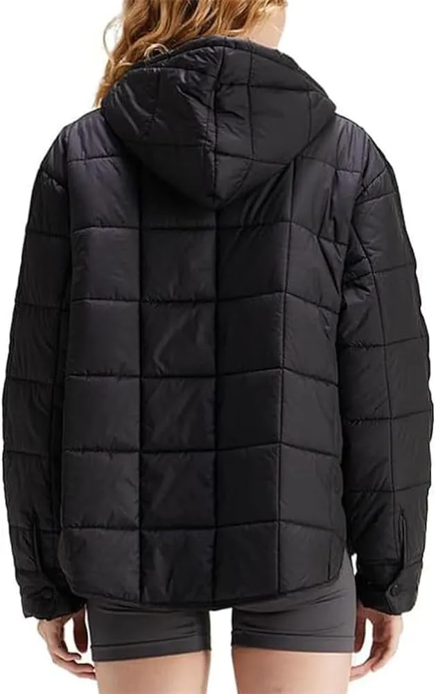 Womens Down Pullover Jacket Oversized Hoodies, Lightweight Quilted Pullover Jackets Winter Warm Hooded Down Outwear