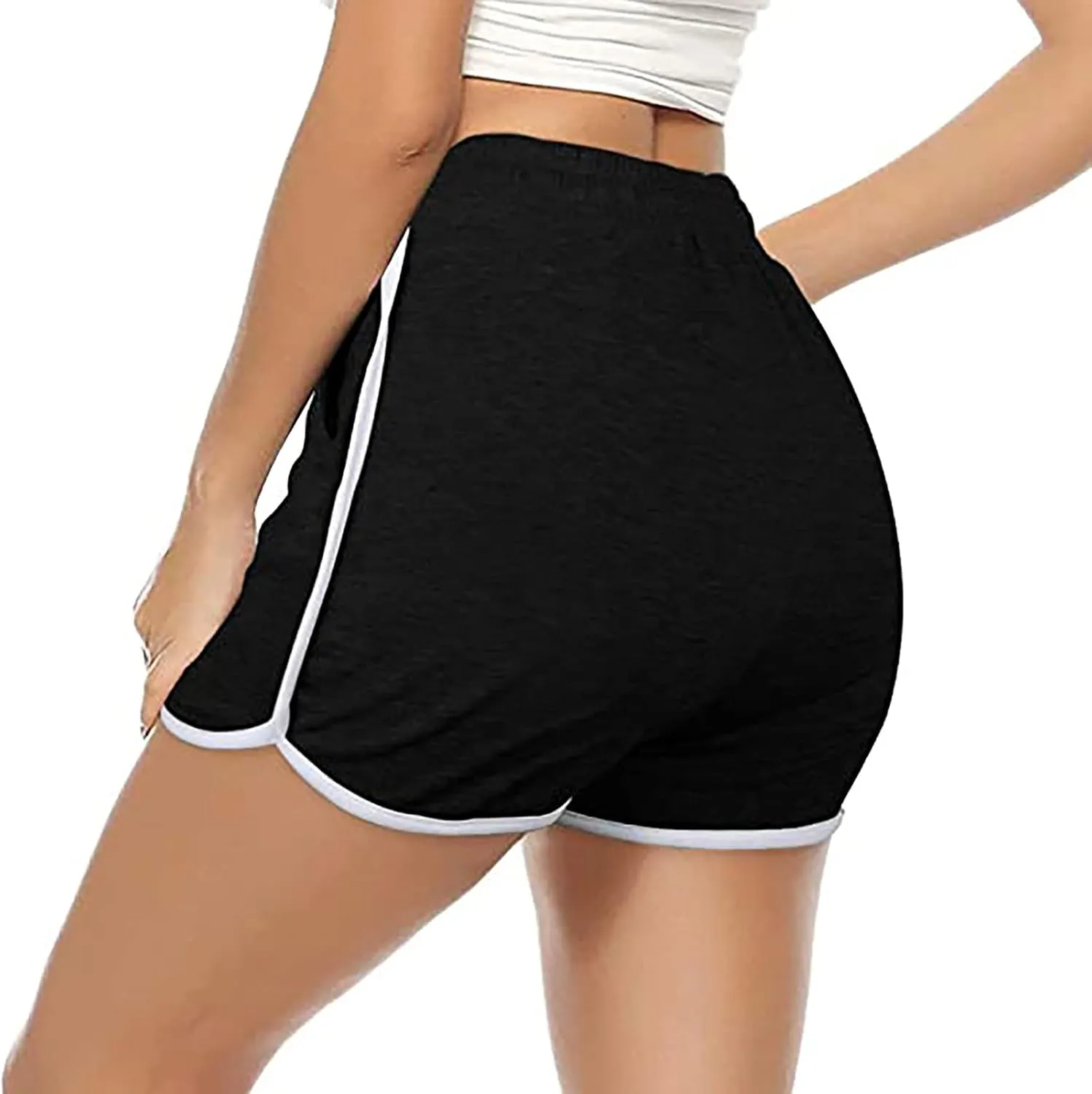 Womens Drawstring Elastic Short Sports Shorts Solid Comfy Workout Shorts Running Biker Tennis Biker Yoga Lounge Shorts