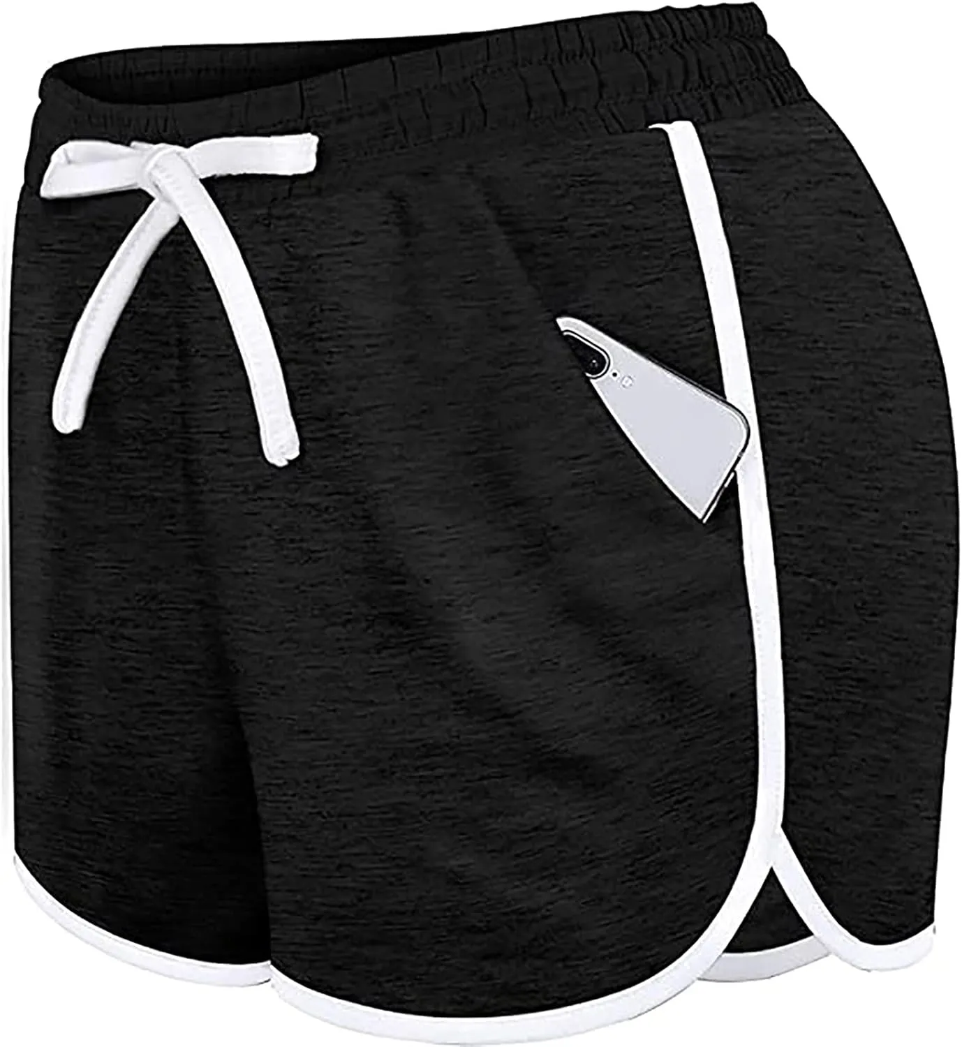 Womens Drawstring Elastic Short Sports Shorts Solid Comfy Workout Shorts Running Biker Tennis Biker Yoga Lounge Shorts