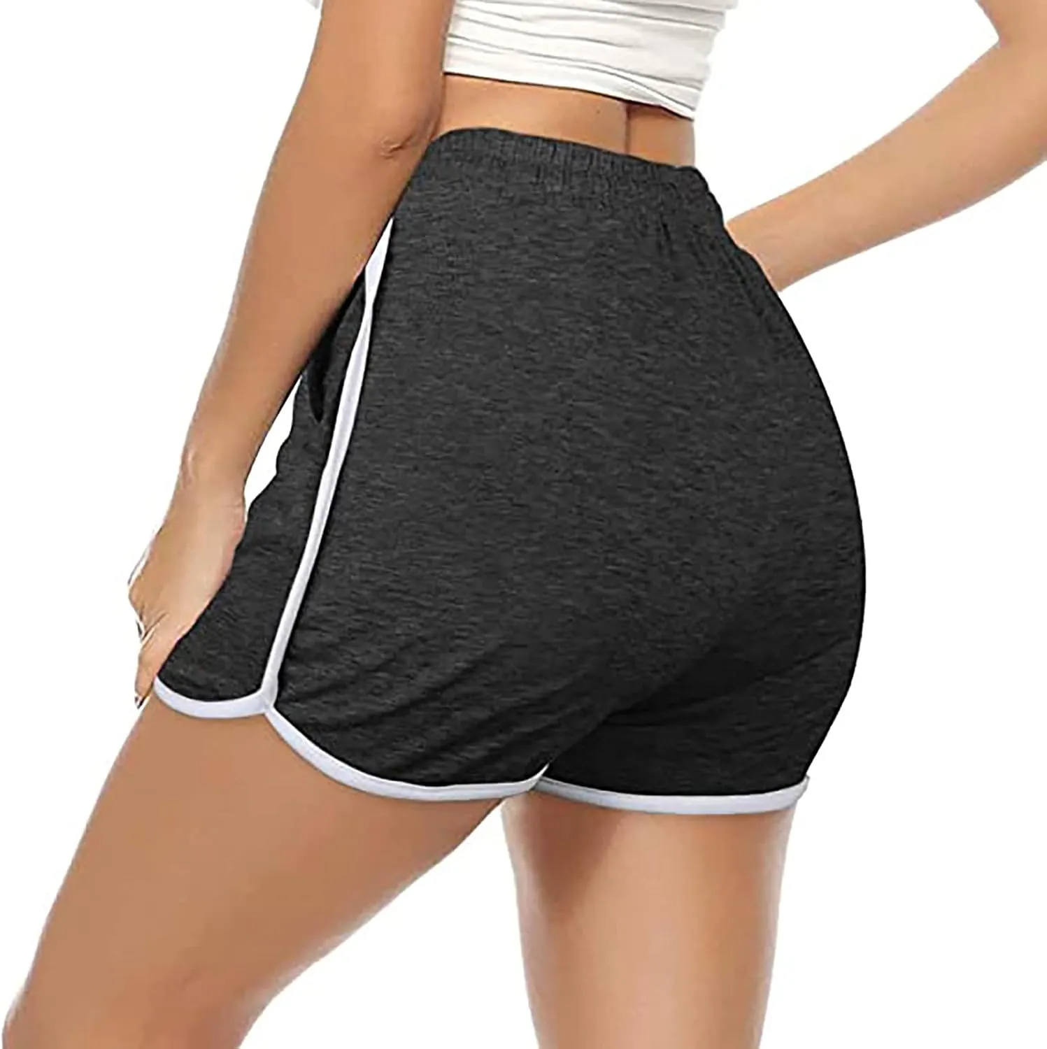 Womens Drawstring Elastic Short Sports Shorts Solid Comfy Workout Shorts Running Biker Tennis Biker Yoga Lounge Shorts