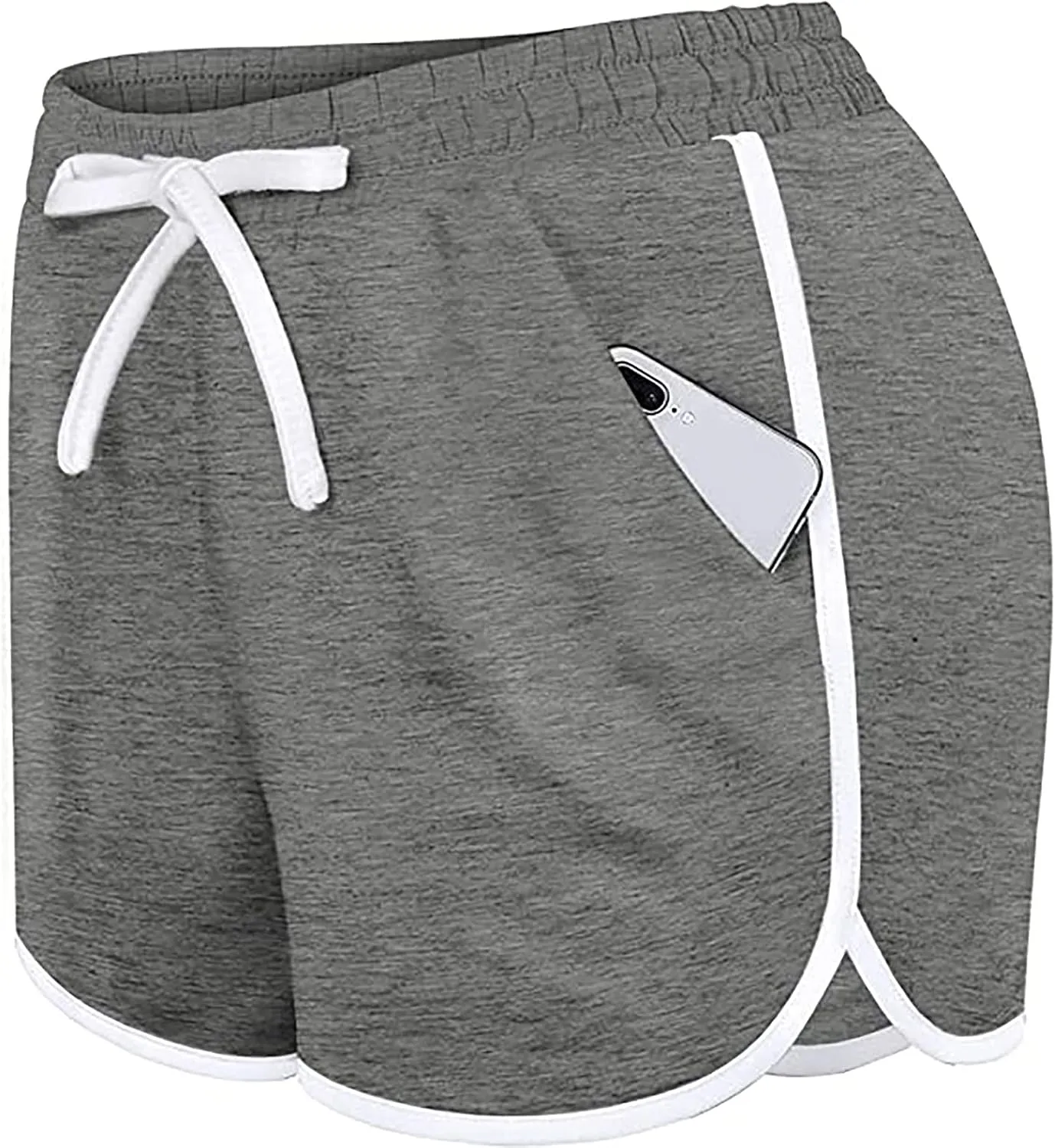 Womens Drawstring Elastic Short Sports Shorts Solid Comfy Workout Shorts Running Biker Tennis Biker Yoga Lounge Shorts