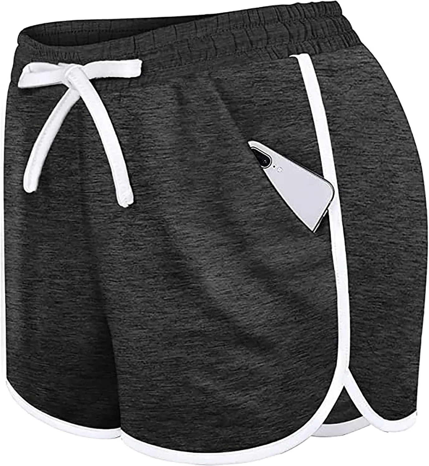 Womens Drawstring Elastic Short Sports Shorts Solid Comfy Workout Shorts Running Biker Tennis Biker Yoga Lounge Shorts