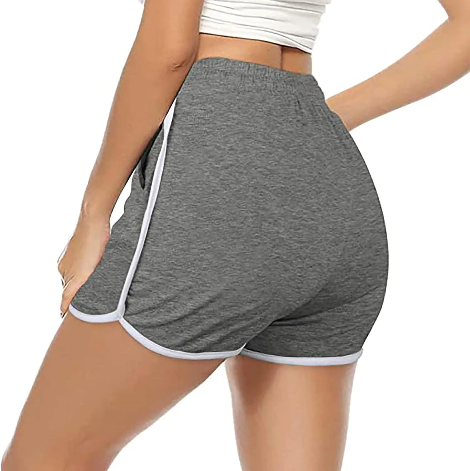Womens Drawstring Elastic Short Sports Shorts Solid Comfy Workout Shorts Running Biker Tennis Biker Yoga Lounge Shorts