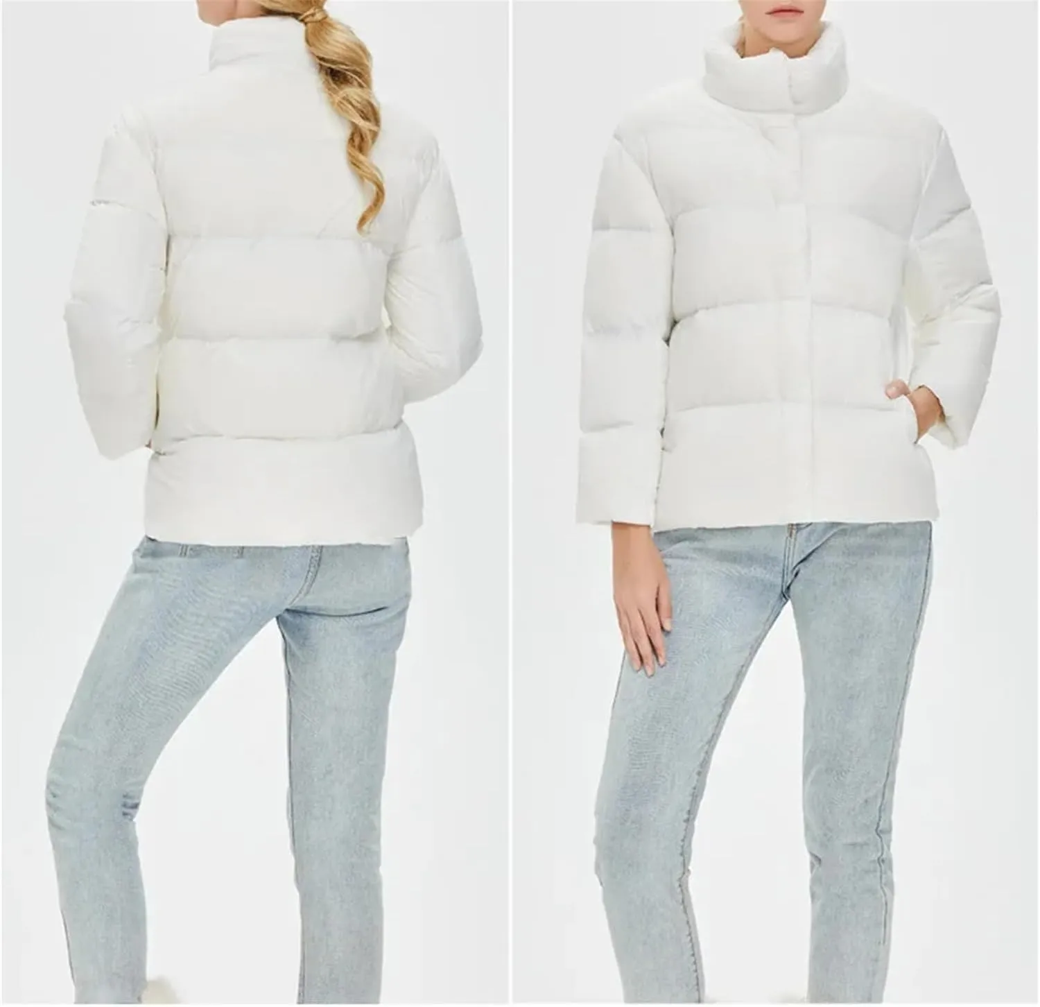 Women's Duck Down Down Jacket Fashion Short Thickened Warm Down Parka