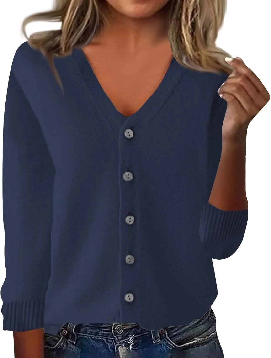 Women's Fall Winter Chunky Knit Cardigan 2025 Long Sleeve Button Down Soft Loose Cropped Sweater Outerwear