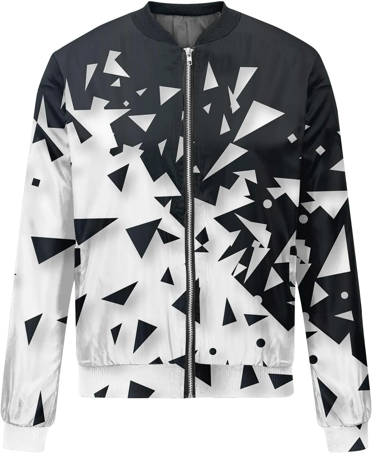 Women's Floral Print Bomber Jacket Cropped Jacket Long Sleeve Zipper Up Party Club Jacket Windbreaker Outerwear