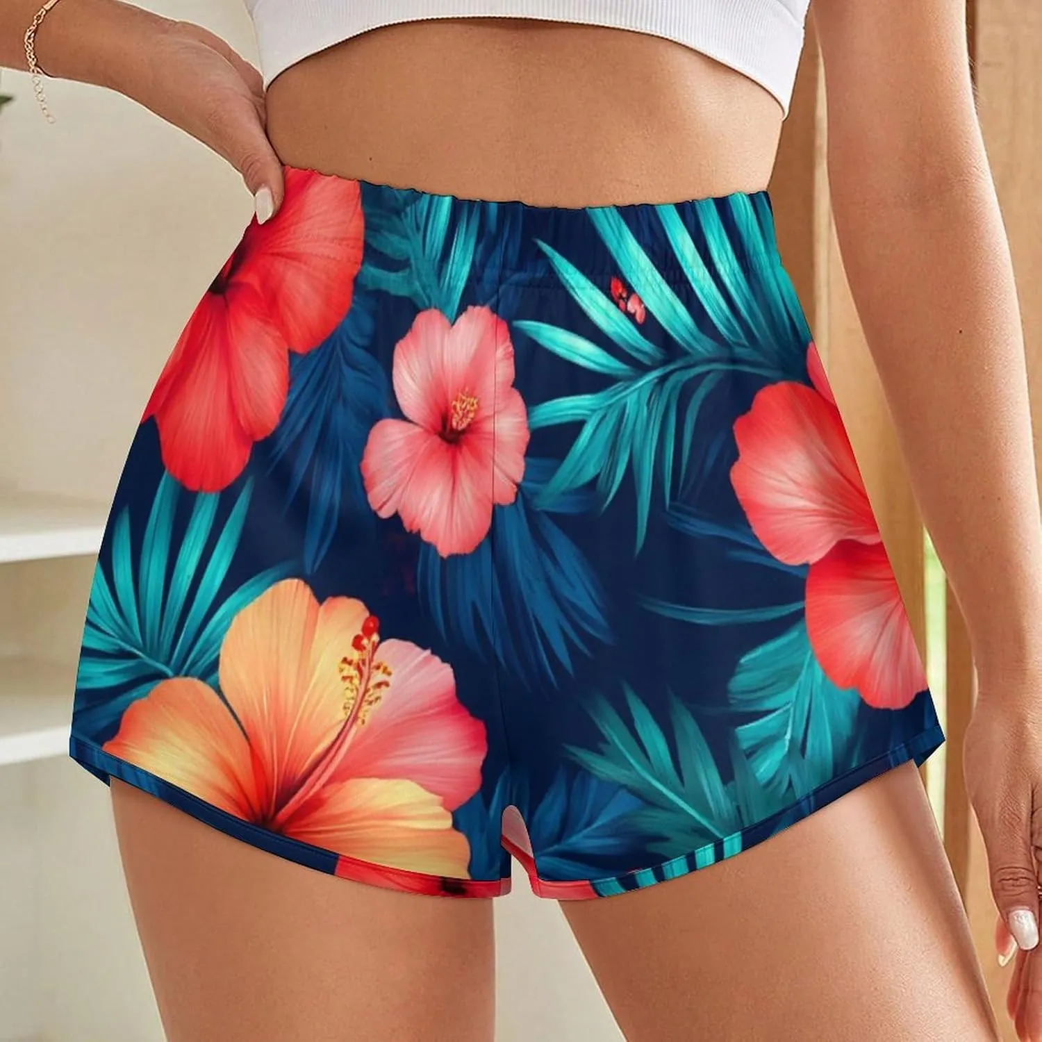 Women's High Waisted Running Shorts Casual Workout Shorts