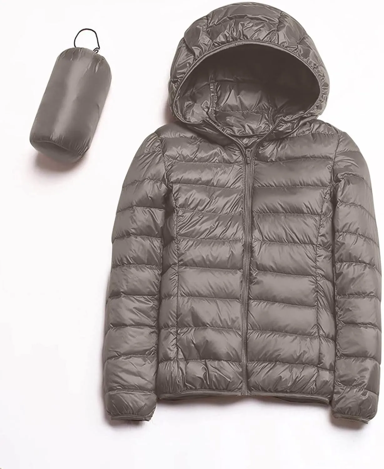 Women's Hooded Packable Puffer Jacket Casual Zip Up Lightweight Warm Trendy Quilted Winter Coat with Pocket Outerwear
