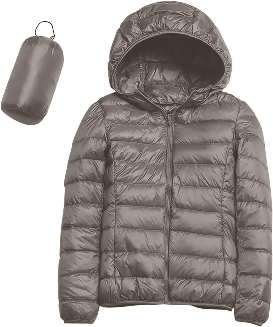 Women's Hooded Packable Puffer Jacket Casual Zip Up Lightweight Warm Trendy Quilted Winter Coat with Pocket Outerwear