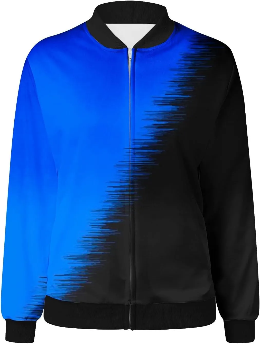 Womens Jacket Casual Zip Up Lightweight Coat Color Block Long Sleeve Coat Outerwear with Pocket 2024