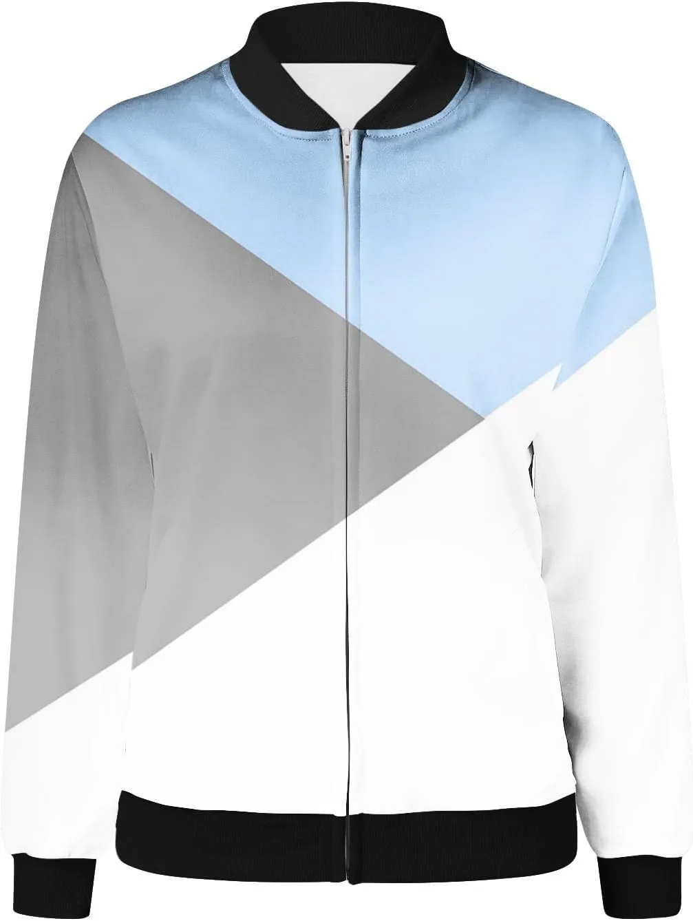 Womens Jacket Casual Zip Up Lightweight Coat Color Block Long Sleeve Coat Outerwear with Pocket 2024